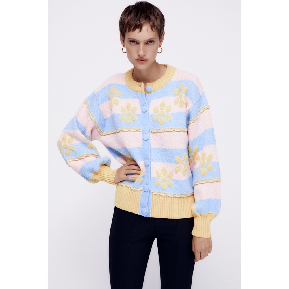 NWOT Floral Jacquard Cardigan